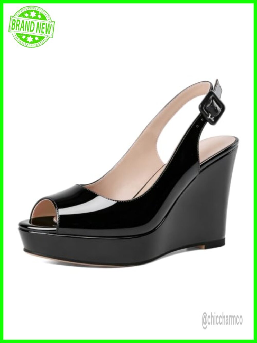 Peep Toe Wedge Sandals 4 Inch Slingback Platform Heels